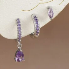 Bộ 3 chiếc bông tai Charlotte đeo một bên đính đá ngọc lục bảo, bông tai nữ hình giọt nước hình học, trang sức xỏ sụn tai - Loại bướm - Xem 20