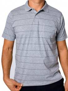 Men's Striped Polo Shirt With Pocket - 灰色 - 查看 6