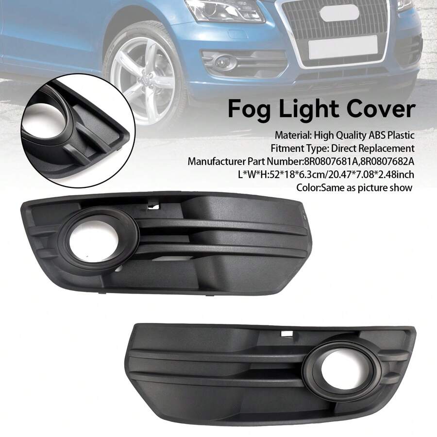 2PCS Front Bumper Grill Fog Light Lamp Covers Trim Fit For Audi Q5 2009-2012 - Black - View 1