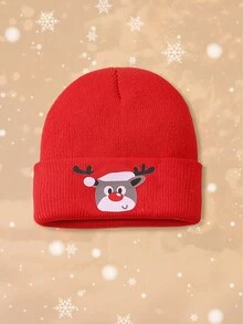 3 CÁI/1 CÁI Mũ len cho bé trai và bé gái hình người tuyết, thắt lưng ông già Noel, họa tiết tuần lộc Giáng sinh dễ thương, thích hợp làm quà tặng Giáng sinh. - Đỏ - Xem 4