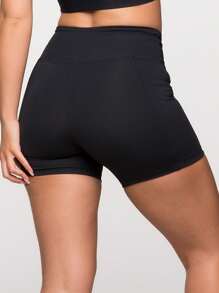 LOT FITNESS Women Sports Shorts - 黑色 - 查看 2