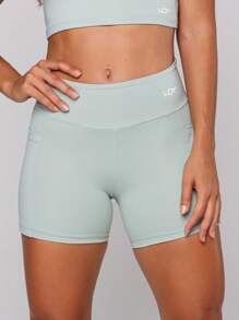 LOT FITNESS Women's Sports Shorts Gym Fitness Polyamide Basic Black With Pocket - 綠色 - 查看 4