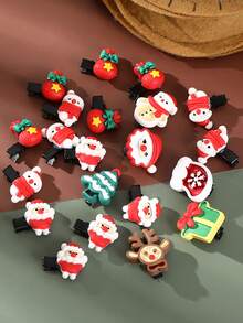 5 件装圣诞老人、圣诞树、驯鹿、雪花铃铛发夹，适合日常佩戴 - 彩色 - 查看 5