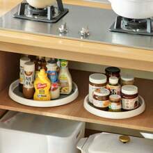 1 pieza Estante giratorio multifuncional para la cocina, para almacenar botellas de condimentos como salsa de soja y vinagre, bandeja para frutas con giro de 360°, accesorios para la cocina del hogar