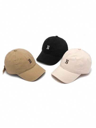 1pc Women Casual Streetwear Letter B Embroidery Soft Top Baseball Cap, Versatile Sports Sun Protection Hat, Suitable For All Seasons