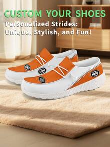 1 Pair Denver Baseball Name Custom Loafer Shoes, Personalized Name Loafer Shoes, Custom Name Thick Sole Loafers Of E-TPU - White - View 3