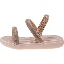 Stilo Pink Baby Girl's Sandals, Light And Comfortable, Rhinestone Strap-4711 - 銅色 - 查看 4