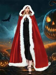 Fuzzy Christmas Cosplay Hooded Cape, Performance Party Costume For Women Prom Halloween - Multicolor - View 3