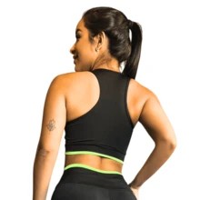 Kit With 2 Swim Tops Without Pads Women's Training Clothing Fitness Gym Suplex - Smooth High Support Topper With Neon Details Running Yoga Lynda Fashion Workout Bodybuilding Gymnastics Crossfit - Rượu sâm banh - Xem 4