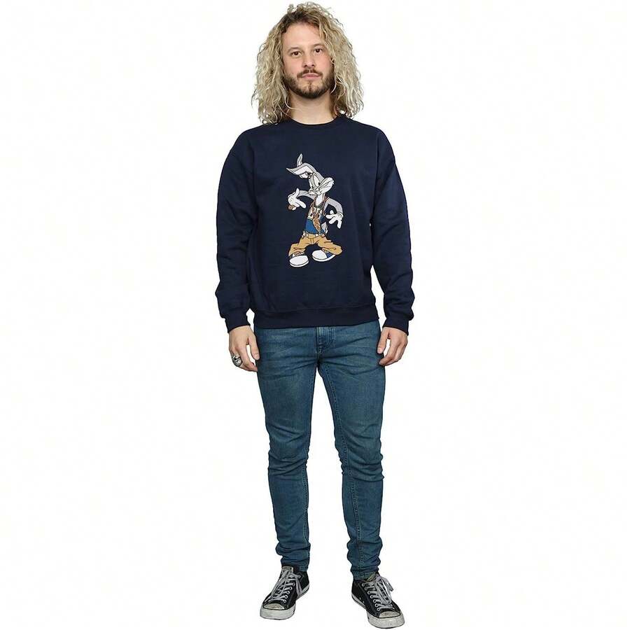 LOONEY TUNES Mens Rapper Bugs Bunny Sweatshirt (Navy Blue) | SHEIN USA