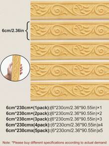 1件装3D立体自粘踢脚线 - 欧式风格,通用防水易安装家居装饰墙饰条,适用于房间翻新和DIY | 2026年情人节和新年装饰 | 复活节和圣诞节的完美节日家居装修礼物 - 金色 - 查看 4