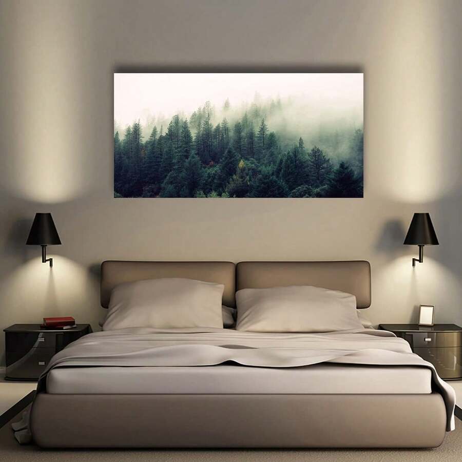 1 Tấm Canvas Trang Trí Giáng Sinh Phong Cách Rustic Poster, Tranh Phong Cảnh Rừng Sương Mù, Nghệ Thuật Treo Tường Canvas, Tranh Treo Tường Tác Phẩm Nghệ Thuật, Sẵn Sàng Treo Làm Quà Tặng, Phòng Ngủ, Văn Phòng, Phòng Khách, Trang Trí Tường, Trang Trí Nhà Cửa Và Ký Túc Xá - Nhiều màu - Xem 1