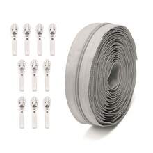 1set - 3 Mixed Color Zippers, 177inch Length, With 10pcs Silver Locking Zipper Pulls, Suitable For Clothing, Bags, Home Textiles And More - Multicolor - View 8