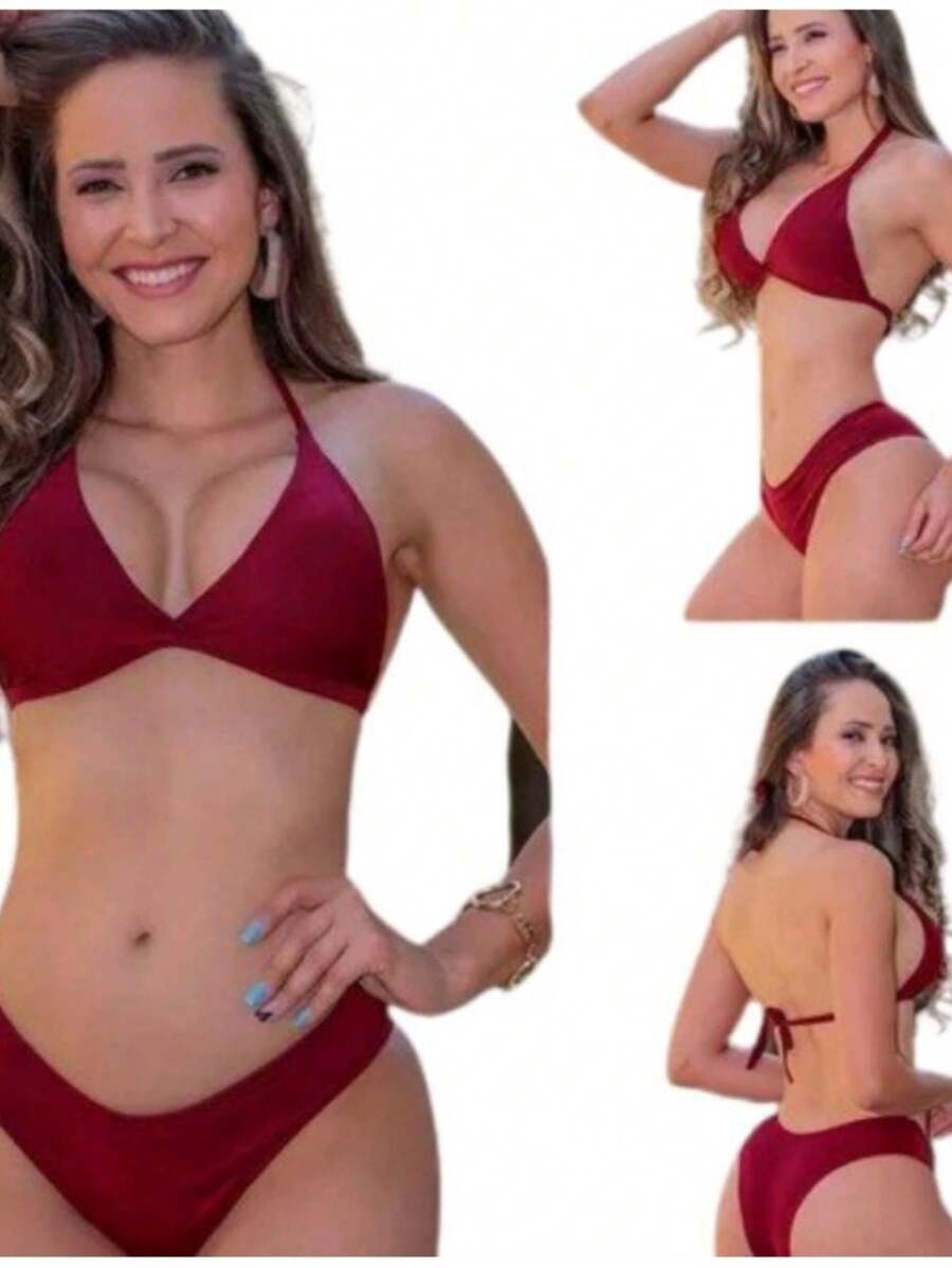 Gina Delta Wing Bikini With Padded Bra And Panty Set Various Colors - Màu Đỏ Sâu - Xem 1