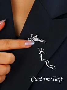 定制个性护士名字医生翻领别针胸针定制职业胸针首饰送情人情人节礼物全年配饰 - 銀色 - 查看 1