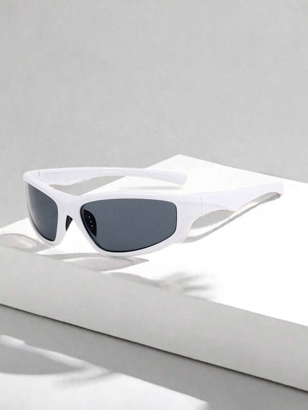 feye 1 Pair White Frame Mercury Lens Fashionable Glasses, Unisex Y2K Streetwear Fashion Glasses Suitable For Daily Wear For Summer Beach Vacation,Outdoor,Travel