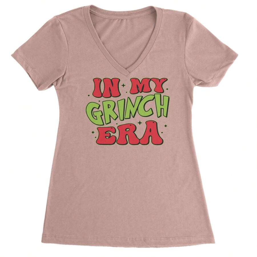 In My Gr-Nch Era Jolly Merry Christmas Ladies V-Neck T-Shirt - Light pink - View 1