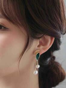 1 par de Aretes de hoja Mori de lujo francés personalizados, simples y elegantes