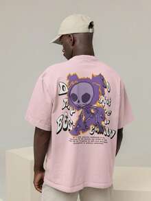 Men's Oversized T-Shirt 100% Premium Cotton Skeleton Streetwear Shirt - Màu Hồng baby - Xem 1