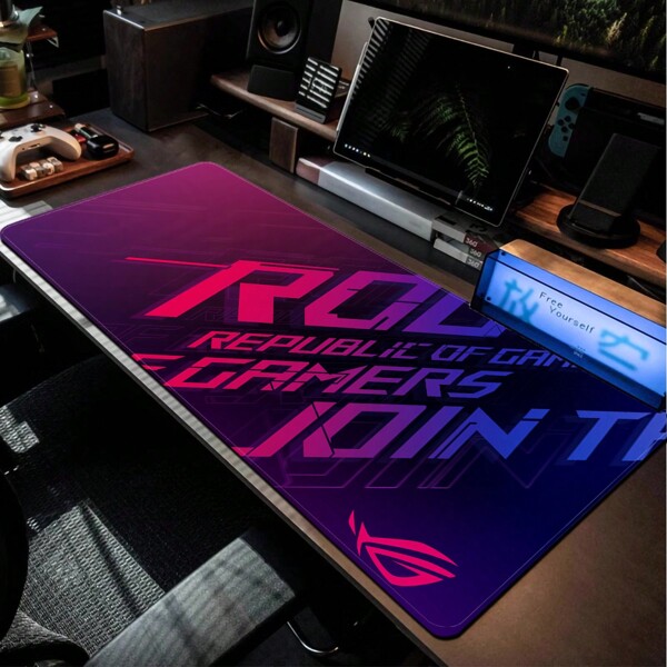 ASUS Republic Of Gamers (ROG) Large Gaming Mouse Pad With Precision Sewn Edges And Anti-Slip Rubber Base, Thick Computer Desk Mat, Keyboard Mat, Perfect For Independence Day, Halloween, Thanksgiving, And Christmas Gifts Back To School