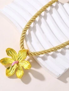 1 件时髦珠宝彩色绳花吊坠项链女士秋冬新款女士项链配饰 - 彩色 - 查看 5