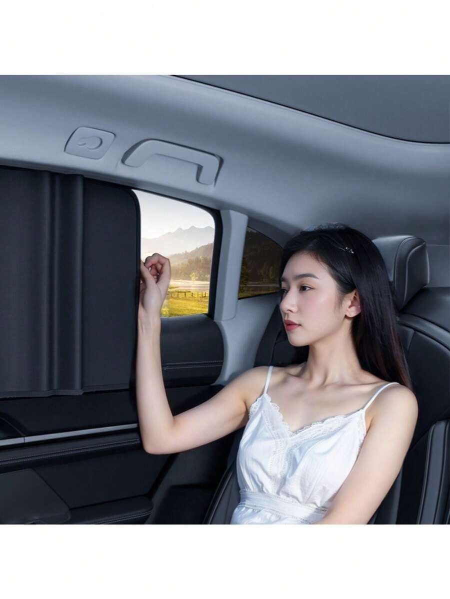 SUITU 4Pcs Car Side Front Rear Window Sun Shade Curtains Cover