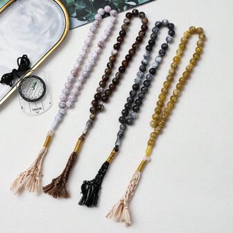 2 件套时尚仿绿松石串珠指南针配件，手工制作的伊斯兰祈祷礼物，适合男士，适合礼拜和祈祷