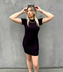 Short Casual Sheath Dress - 黑色 - 查看 2