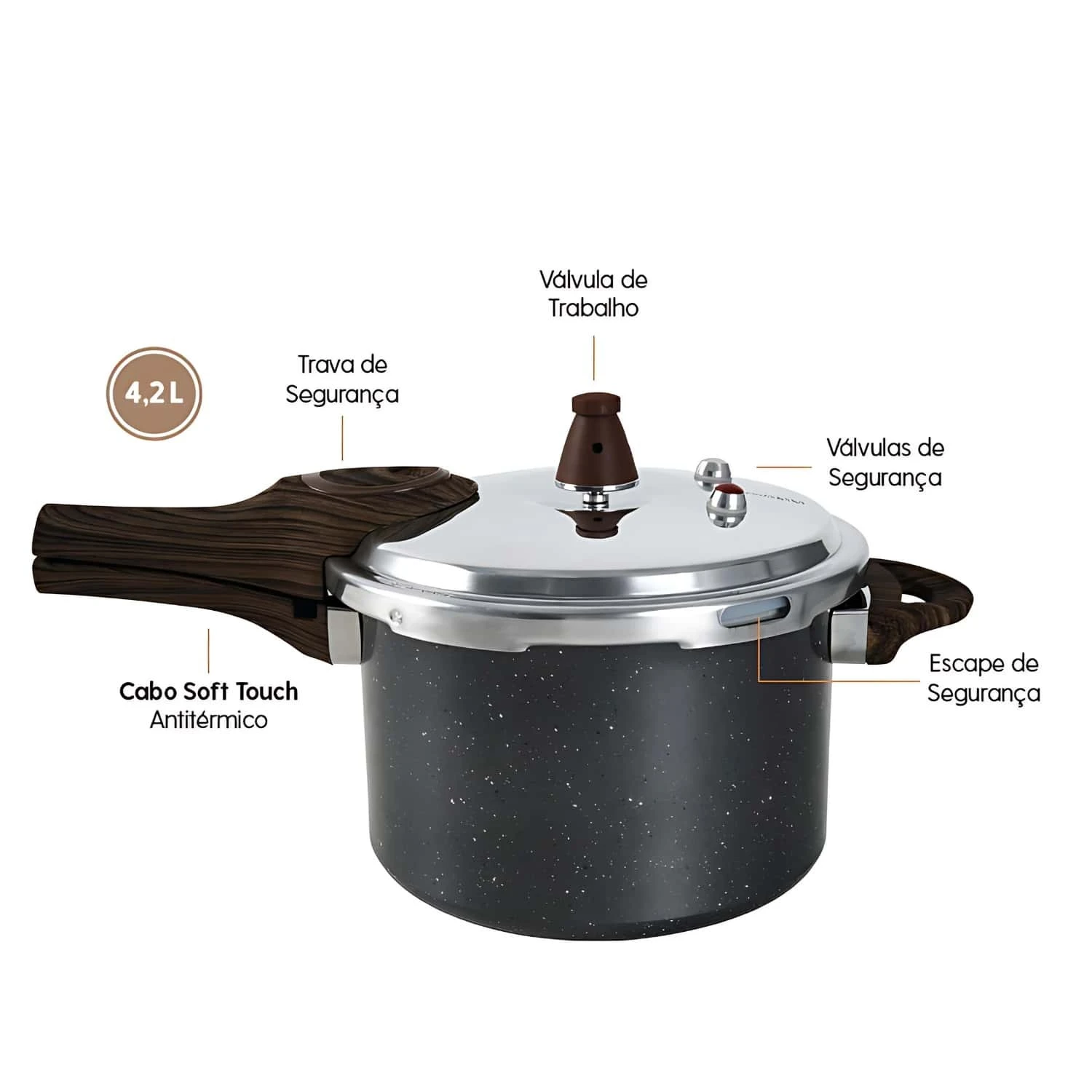 Brinox Brinox 4.2L Ceramic NonStick Pressure Cooker For Induction
