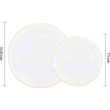 20 đĩa đựng salad trái cây viền vàng có thể tái sử dụng và rửa được, thích hợp cho các buổi họp mặt gia đình, tiệc tùng, hoạt động ngoài trời, xây dựng nhóm, nhà bếp, Giáng sinh - vàng - Xem 2