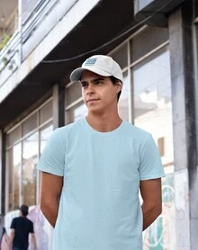 Men's T-Shirt 100% Cotton Premium Yin Yang Carps Streetwear Shirt - Màu xanh nhạt - Xem 2