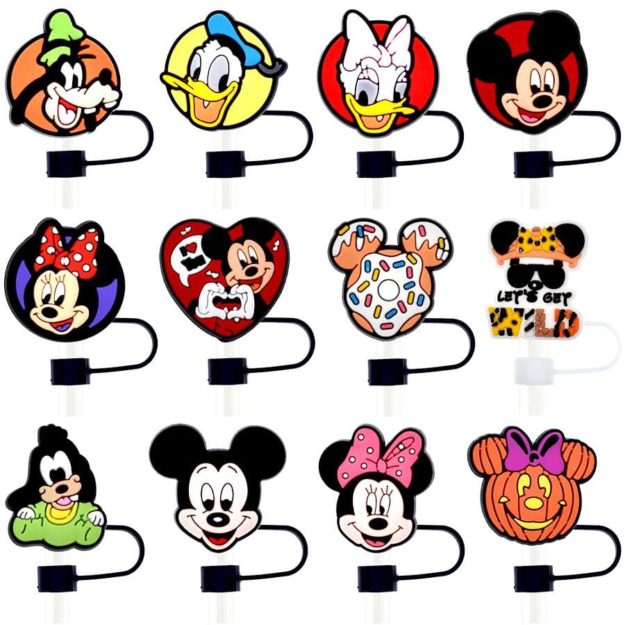 12pcs Disney Straw Cap Lids Fits Tumbler Cup 30 & 40 Oz, Glassware
