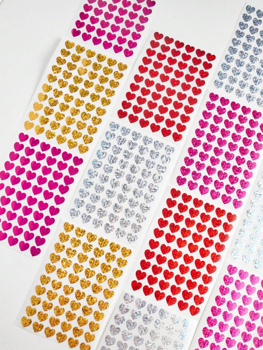 10 Sheets Laser Heart Stickers Pack Mini Color Love Self-Adhesive Marker Notes Decoration For Diary Album Valentine's Day Back To School