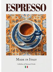 1 件意大利浓缩咖啡拿铁浓缩咖啡卡布奇诺咖啡艺术帆布画海报和印刷品墙壁画咖啡厅厨房酒吧装饰无框架 - 彩色 - 查看 25