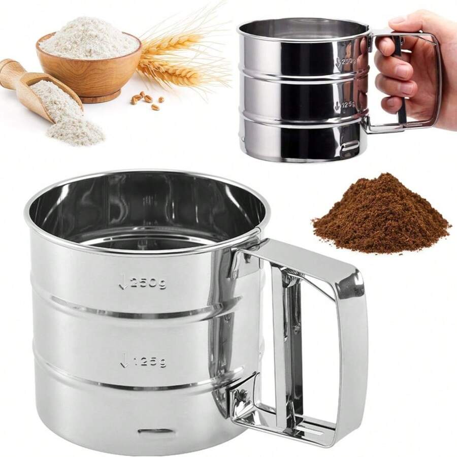 1pc Manual Flour Sifter, Portable CupShaped Flour Filter, Semi