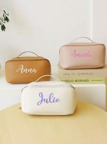 Kosmetyczka z haftem na zamówienie, kosmetyczka z zamkiem błyskawicznym i dużym otworem, kosmetyczka wielokrotnego użytku, zestaw do pielęgnacji skóry, pudełko do pakowania kosmetyczek, niezbędne rzeczy w podróży, niezbędne rzeczy na rejs, niezbędne rzeczy do akademika, prezenty dla druhen ślubnych, prezenty dla matek, prezenty urodzinowe, prezenty dla przyjaciół i nauczycieli, dekoracja domu, list do łazienki, salonu, uniwersalny, miejski relaks