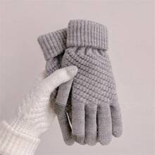 1 Pair Winter New Pineapple Pattern Faux Cashmere Full Finger Touchscreen Knitted Warm Thick Gloves, Fashion