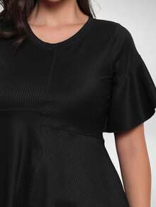 Elegant Asymmetrical Women's Blouse - 黑色 - 查看 4