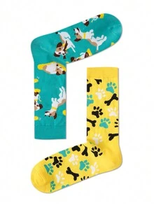 1 đôi tất in hình chó thời trang, phù hợp cho mọi mùa (Unisex) - Nhiều màu - Xem 1