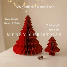 Set Of 2, Christmas Tree-Shaped Desktop Decorations, Festive Decor, Honeycomb Paper Christmas Tree Decor, Party Decor For Christmas Gatherings, Table Centerpieces For Christmas, New Year's Eve Parties, And Holiday Ambiance Enhancements.