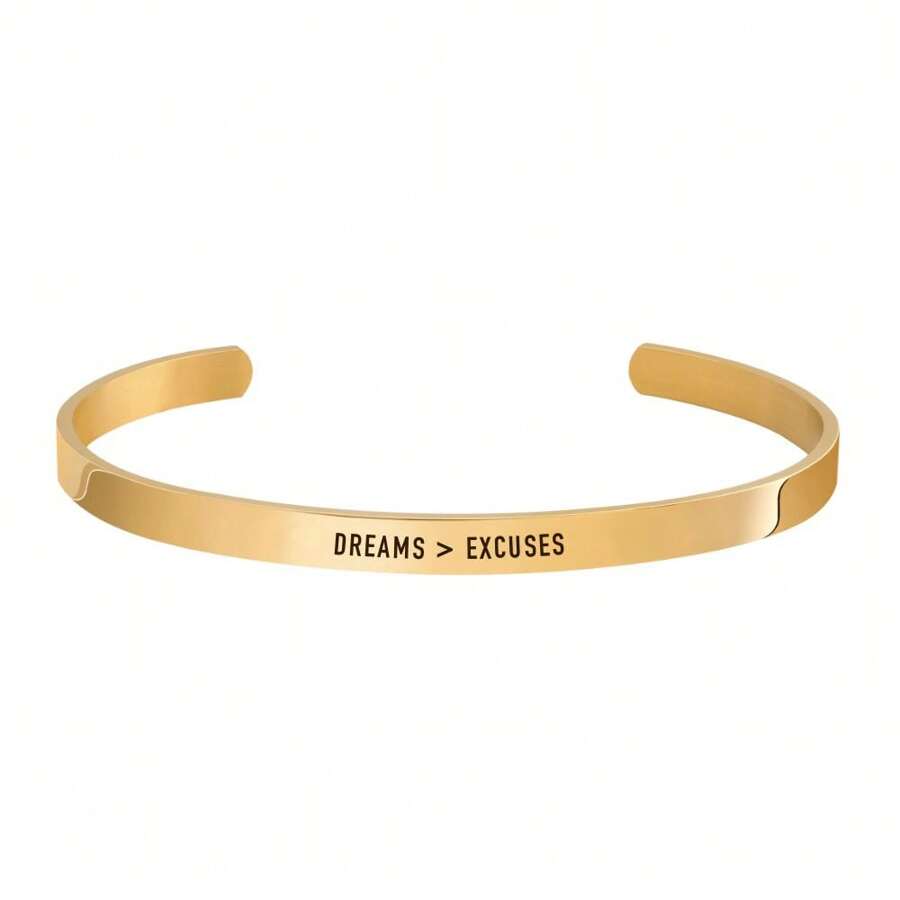 "DREAMS OVER EXCUSES" CUFF - 金色 - 查看 1
