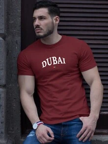 Dubai Printed T-Shirt For Men Unisex Promotion Fashion Shirt - 紫紅色 - 查看 1