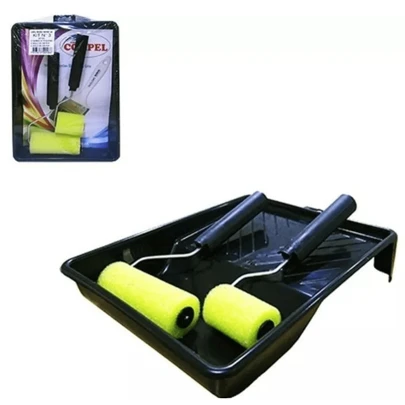 Kit Para Pintura Bandeja Pequena Com 2 Rolinhos Espuma de 5cm e 9cm Compel