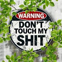 1 个金属警告标志，圆形“别碰我的”有趣创意墙壁艺术装饰，复古风格，适合家庭、房间、餐厅、酒吧、咖啡厅、车库 - 复古金属牌匾 8*8 英寸，圣诞节和新年装饰与礼物 - 彩色 - 查看 4