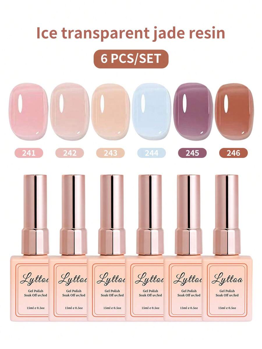 Bộ 6 lọ sơn móng tay dạng gel thạch 15ML màu hồng nude dạng gel trong suốt pha lê Bộ sơn móng tay nghệ thuật Bộ quà tặng làm móng - Nhiều màu - Xem 1