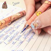 Juego de 12/6/1 bolígrafos de gel con diseño de capibara, bolígrafo de tinta azul borrable y escritura suave, artículos de papelería estéticos, útiles escolares fabricados con materiales plásticos. Bolígrafos de gel retráctiles de capibara con tinta azul y escritura suave y secado rápido, útiles de oficina y artículos escolares para el regreso a clases