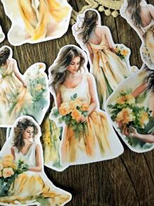 16 pezzi di adesivi di personaggi rurali europei e americani alla moda con capelli ricci, per bricolage, scrapbooking, album, organizer, diari, articoli di cartoleria vintage, per laptop, valigie, pareti, frigoriferi, auto e borracce. Torna a scuola