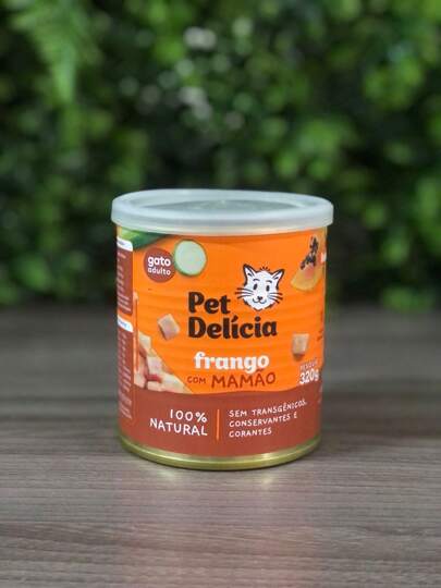Alimneto Úmido e Completo para Gatos sabor Frango com Mamão Pet Delícia