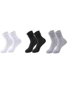 3 Pairs Of Diabetic Crew Socks Non-Binding, Men's And Women's Loose Socks, Wide Top Socks, Breathable, Moisture Absorption, Fall - Multicolor - View 11