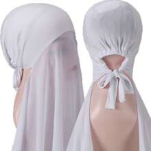 1 pièce Hijabs prêts à porter instantané, foulard à capuche en mousseline de soie de couleur unie pratique pour femmes, accessoires de abaya à porter quotidiennement sous un bonnet voilé